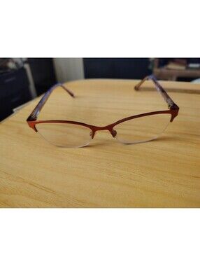 Tempo Eyeglasses Frame WR6100 Red Tortoise Metal Half Rim Cat Eye